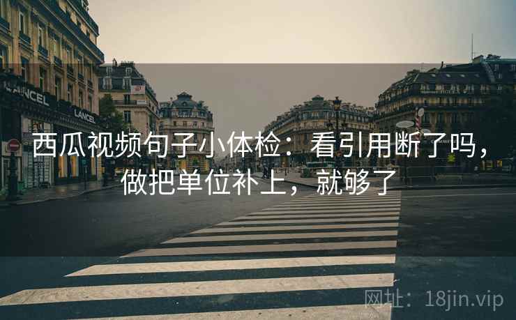 西瓜视频句子小体检：看引用断了吗，做把单位补上，就够了